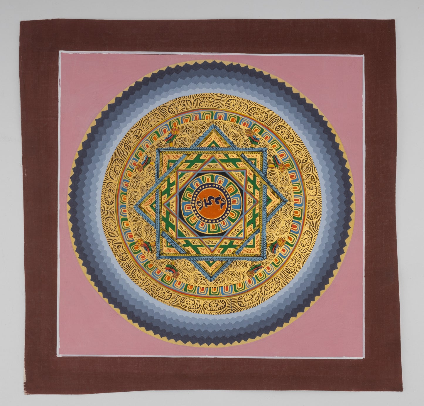 Handgemaltes Kalachakra-Mandala aus Nepal 30 x 30 cm auf handgemachter Canvas Leinwand